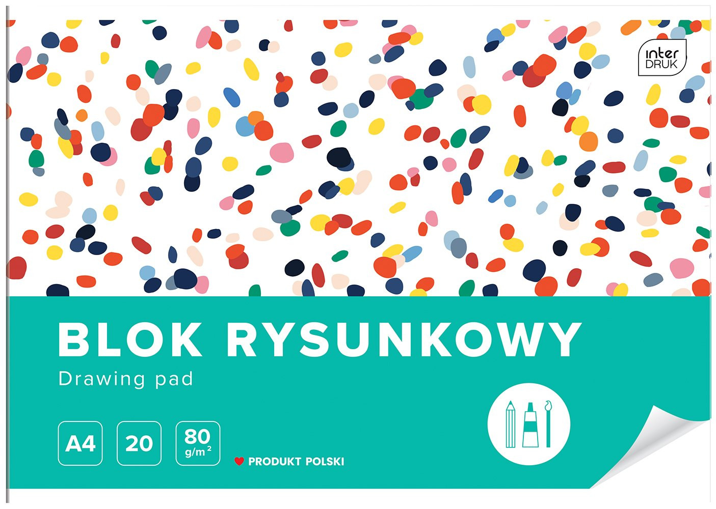 Blok rysunkowy A4 20 kartek 80g biały Interdruk